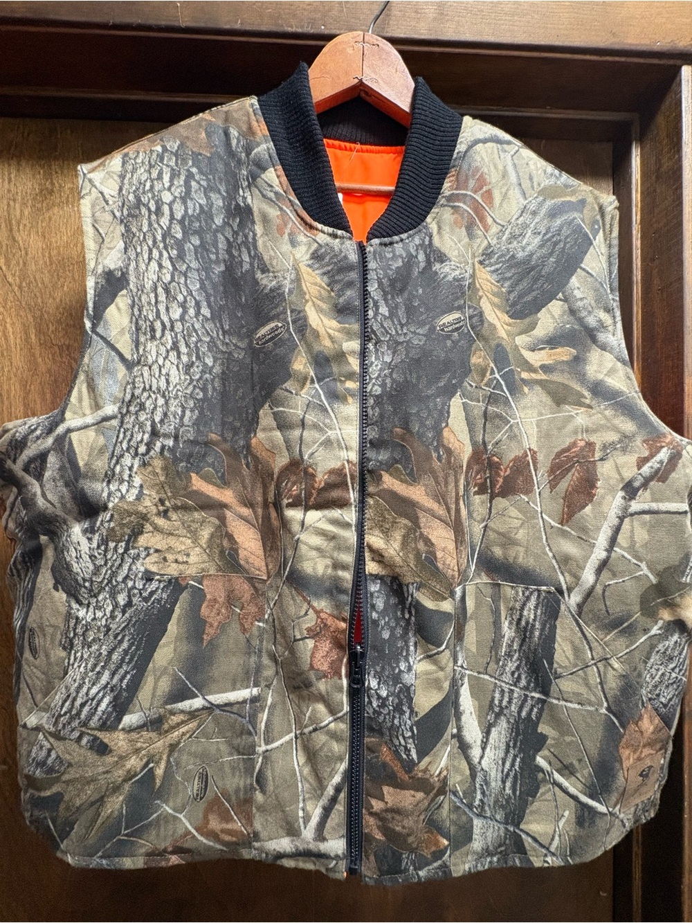 XXL Men's Reversible Camouflage Vest - Orange Lining